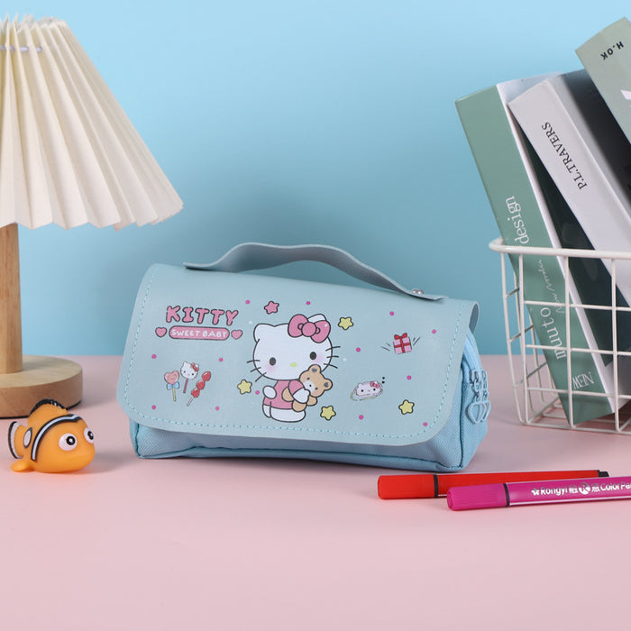 Wholesale Cartoon Cat Large Capacity Double-Layer Pencil Case
