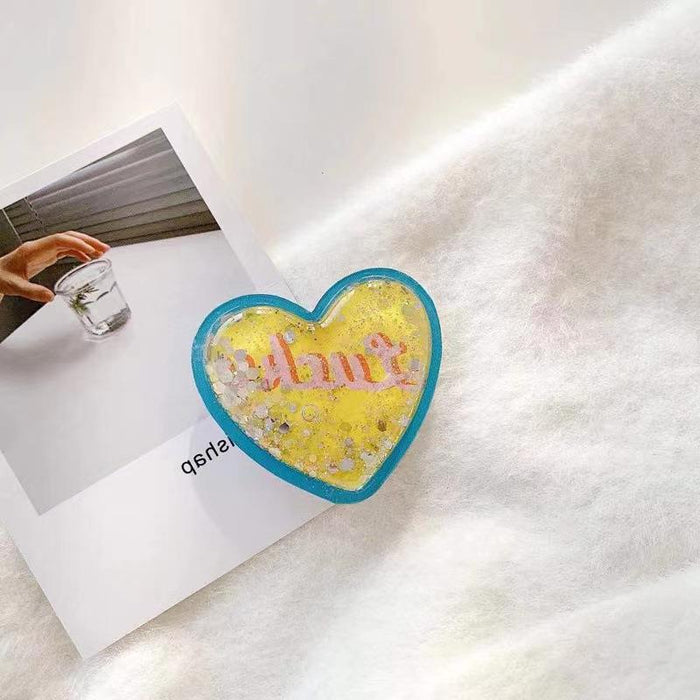 Wholesale Heart-shaped adhesive quicksand phone stand