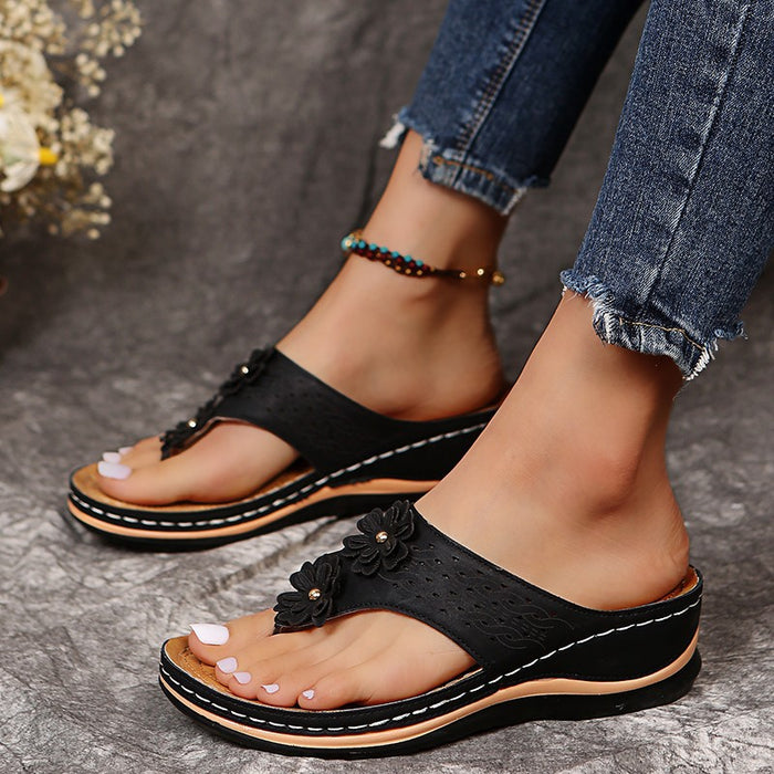 Wholesale PU Thick Sole Wedge Heel Large Size Flip-flops JDC-SP-HXZ005