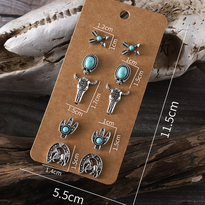 Wholesale  cute sweet turquoise earrings suit