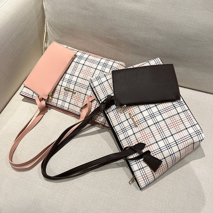 Wholesale Plaid Printed Tote Shoulder Bag JDC-SD-ShiCheng015