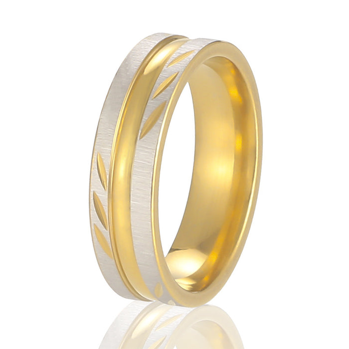 Wholesale 6mm groove batch flower ring titanium steel couple ring wedding ring