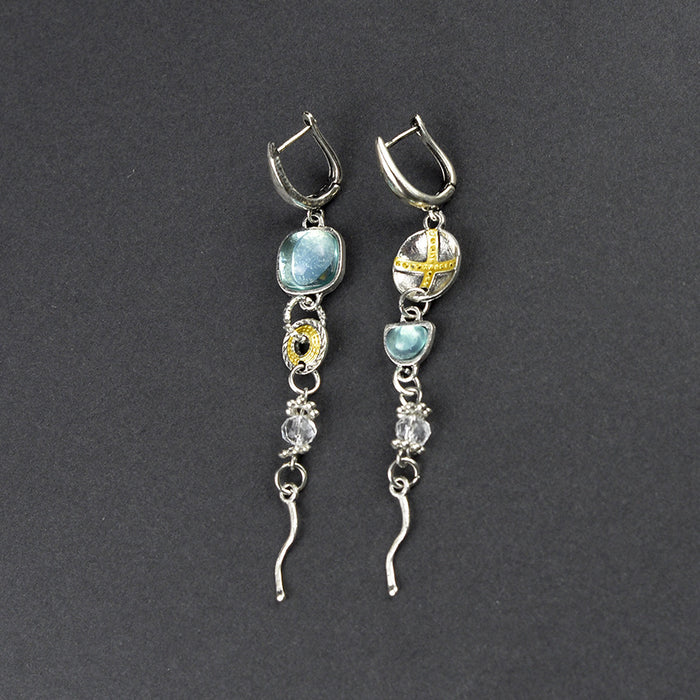 Wholesale 2pcs Retro Round Flower Tassel Earrings