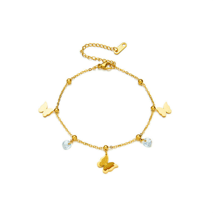Wholesale  Titanium Steel 18K Gold Color Plated Butterfly Bracelet Women' s Ins Cold Style