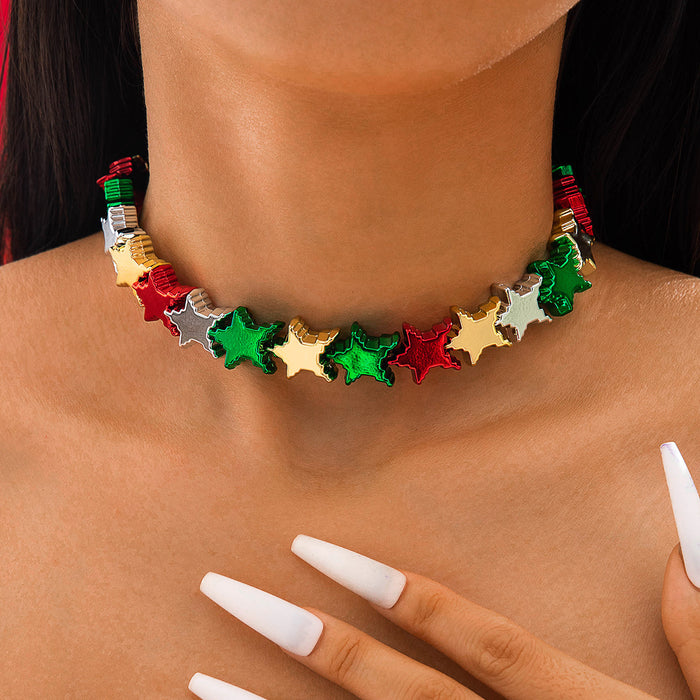 Wholesale Colorful Pumpkin Knot Star Square Block Beaded Chain Necklace MOQ≥2