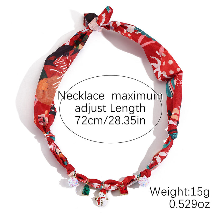 Wholesale Jewelry Summer Silk Scarf Necklace Multi-Pendant Pearl Colorful Silk Scarf Necklace