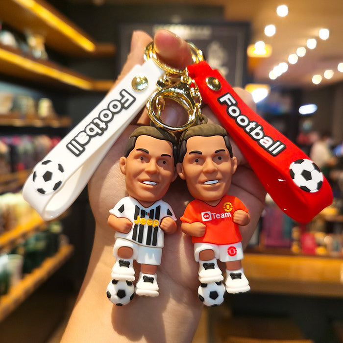 Wholesale Football keychain pvc car key ring