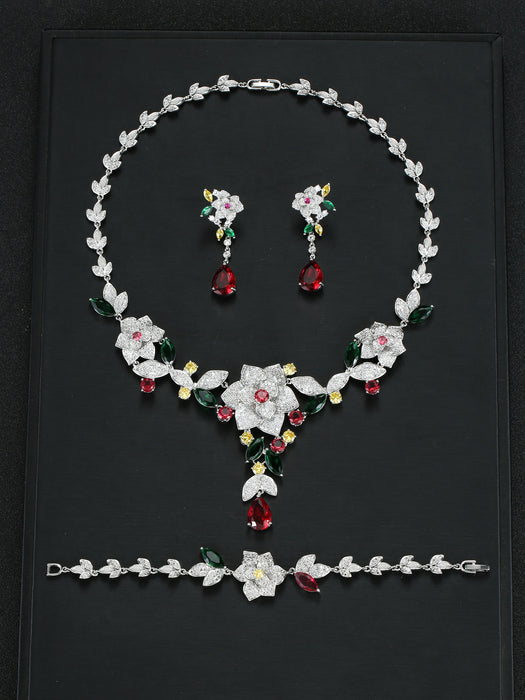 Wholesale Three-Piece Set Necklace Earrings Bracelet Party Wedding Dress Bride Dress Jewelry