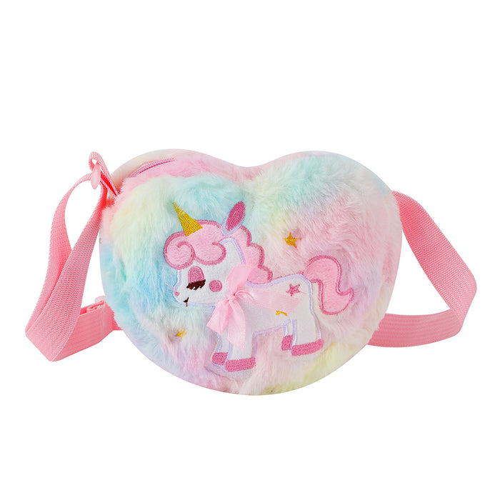 Wholesale Love Unicorn Crossbody Bag Children' s Cute Stuffed Bag Little Girl Cartoon Shoulder Bag