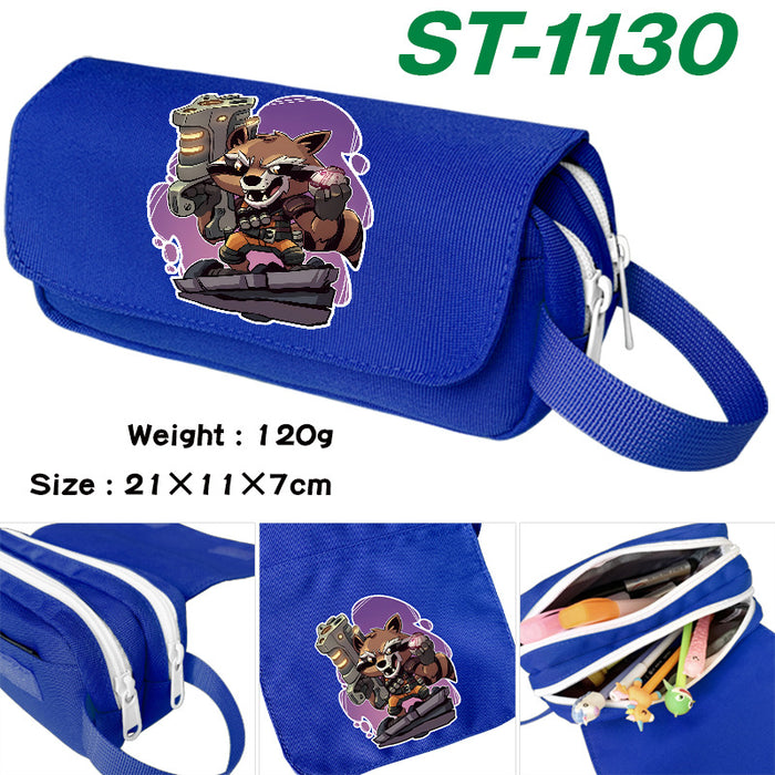 Wholesale Cartoon Canvas Pencil Case Double Layer Large Capacity Waterproof With Handle For Students