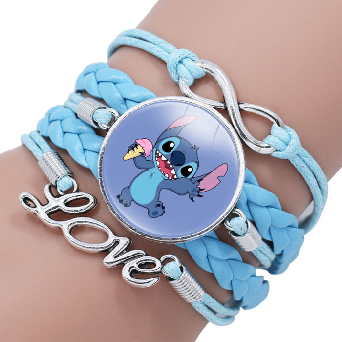 Wholesale Time Gemstone Multi-layered Leather Blue Bracelet JDC-BT-DMu004