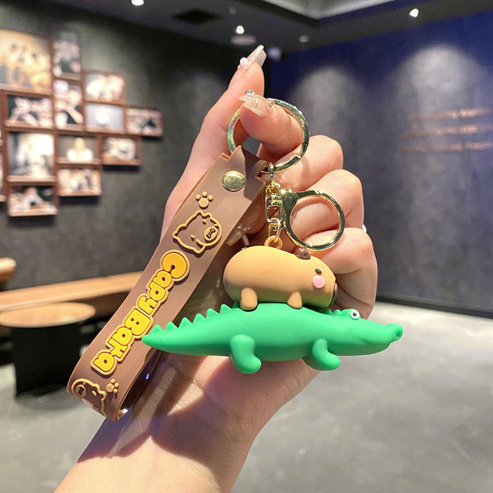 Wholesale Stylish Cartoon Capybara Keychain Car Key Accessory PVC Resale Gift MOQ≥2