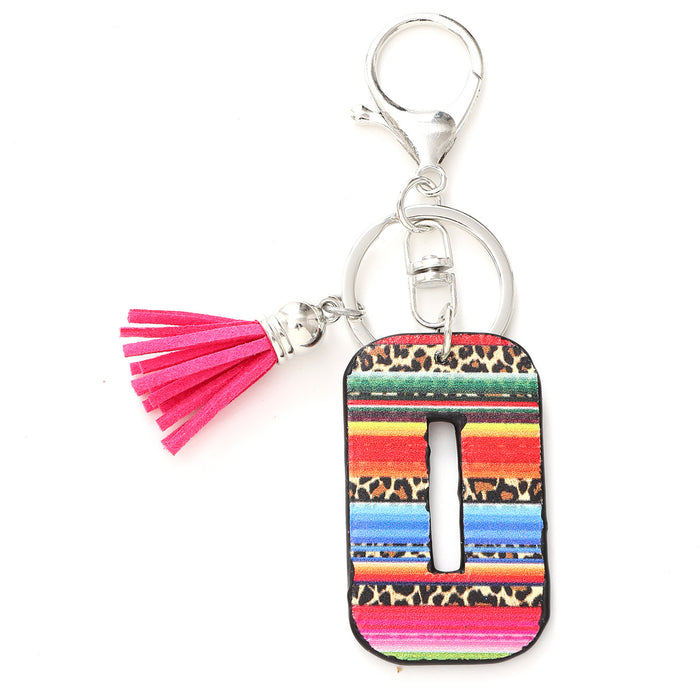 Wholesale Tassel Rainbow Letters Leopard Leather Keychain JDC-KC-YiTian016