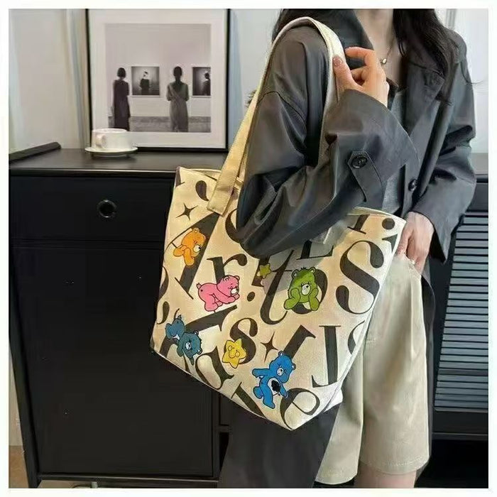 Wholesale Canvas bag, large capacity tote, new commuting bag, versatile, printed, casual, hand-held, single shoulder shopping bag