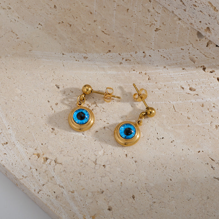 Wholesale Blue Evil Eye Pendant Necklace  Evil Eye Ball Necklace  Titanium Steel Earrings