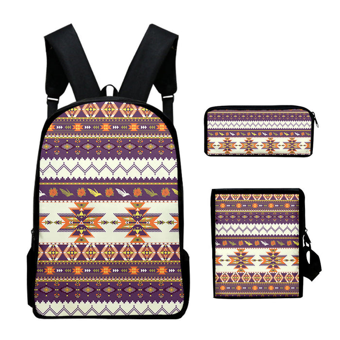 Wholesale Aztec Backpack + Shoulder Bag + Pencil Case Three-piece Set JDC-BP-JieNi002