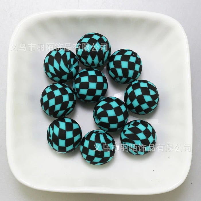 Wholesale 50pcs 15mm Grid Silicone Balls JDC-BDS-HongZhou012