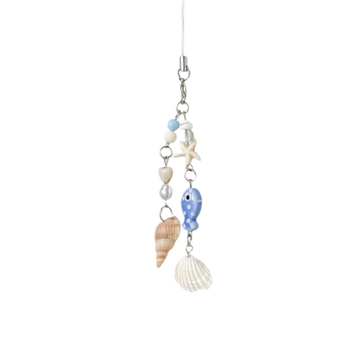 Wholesale Ocean Chic Handmade Beaded Shell Starfish Phone Strap Keychain Bag Charm Gift