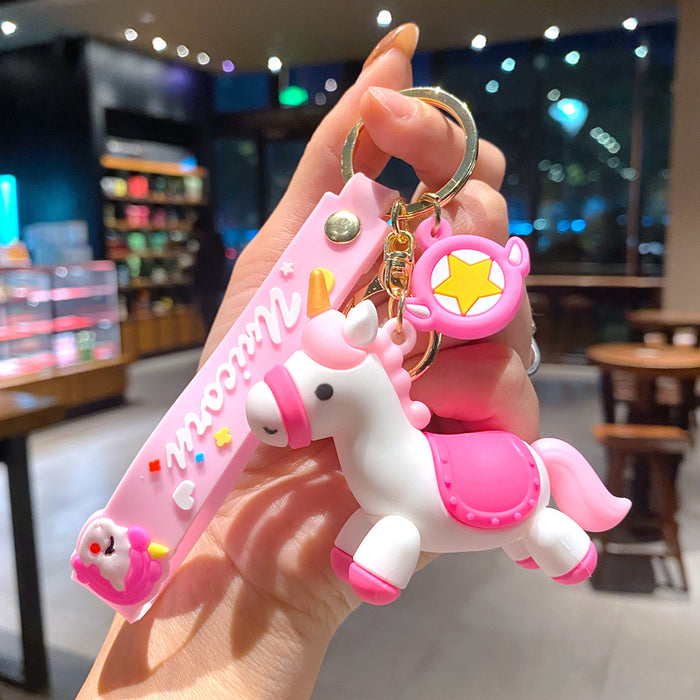 Wholesale Metal Rainbow Unicorn Pony Keychain Stylish Bag Charm For Students Great Gift For Everyday Use