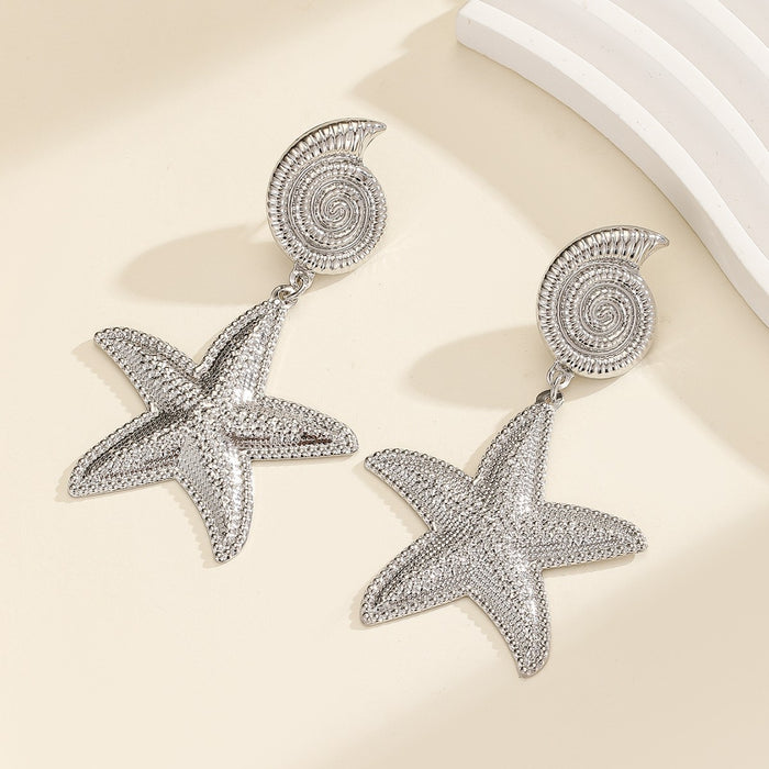 Wholesale Earrings Holiday Style Starfish Metal Earrings Geometric Earrings for Women