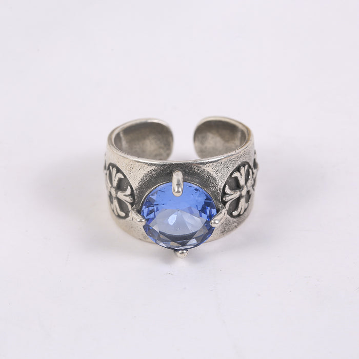 Wholesale Retro cut corner cross flower ring niche ring punk classic cross