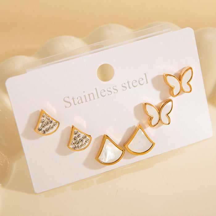 Wholesale Stainless Steel Pearl Heart Flower Earrings Set