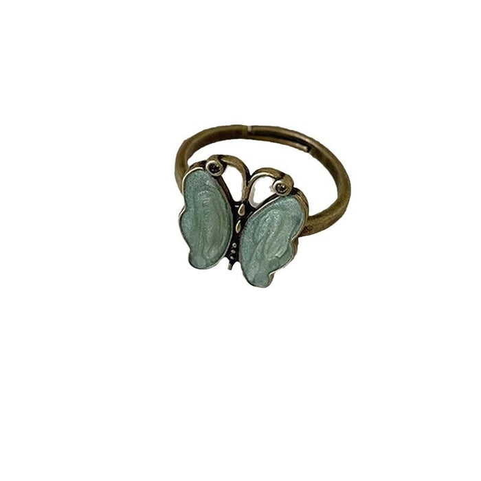 Wholesale Stacked butterfly ring, vintage and vintage style, niche flower opening ring for women
