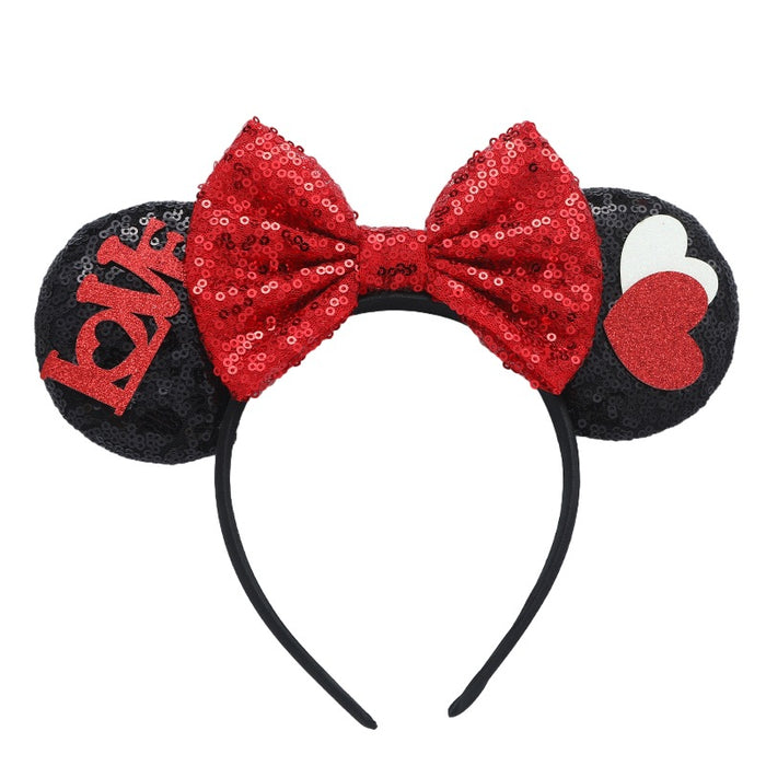 Wholesale Valentine's Day Sequin Bow Headband Cartoon Love Fabric Headband JDC-HD-MeiY009