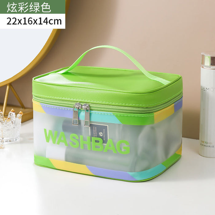 Wholesale Stylish Waterproof PVC Travel Toiletry Bag Large Capacity Handheld Cosmetic Pouch Colorful Curved Design For Travel Gift Everyday Use