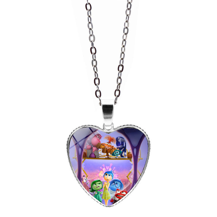 Wholesale Anime Inside Out Love Necklace Jewelry Girl Gift Inside Out 2 Heart Pendant Sweater Chain JDC-NE-JY005