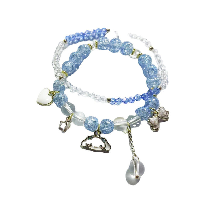 Wholesale Burst Beads Cute Cinnamon Dog Bracelets,  Heart Bow Beaded Bracelets