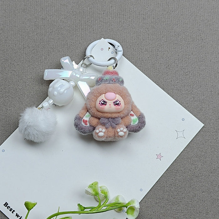 Wholesale Flocked Cartoon Cute Particle Keychain Bag Charm
