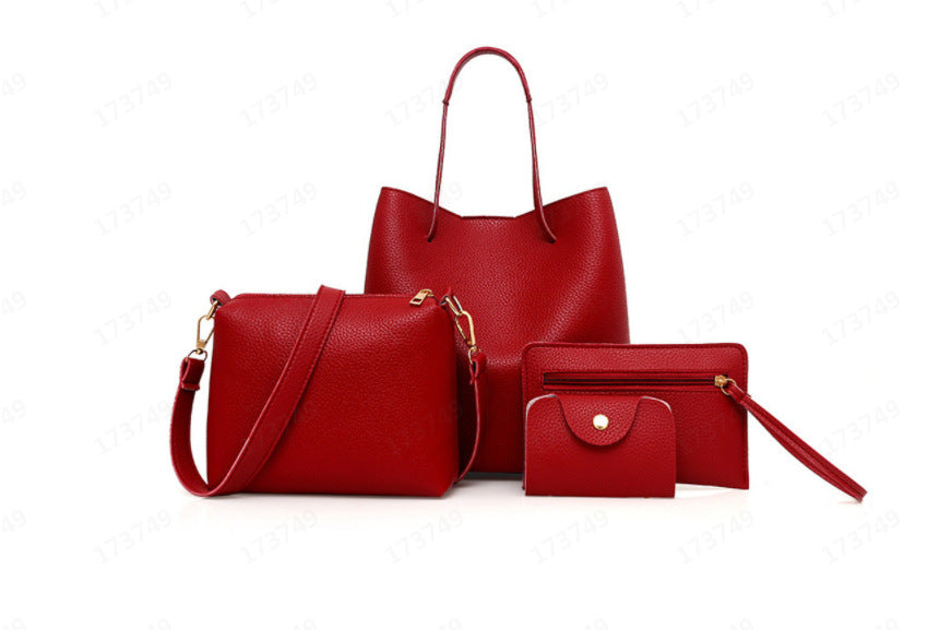 Wholesale New fashionable PU four piece retro large capacity women's handbag