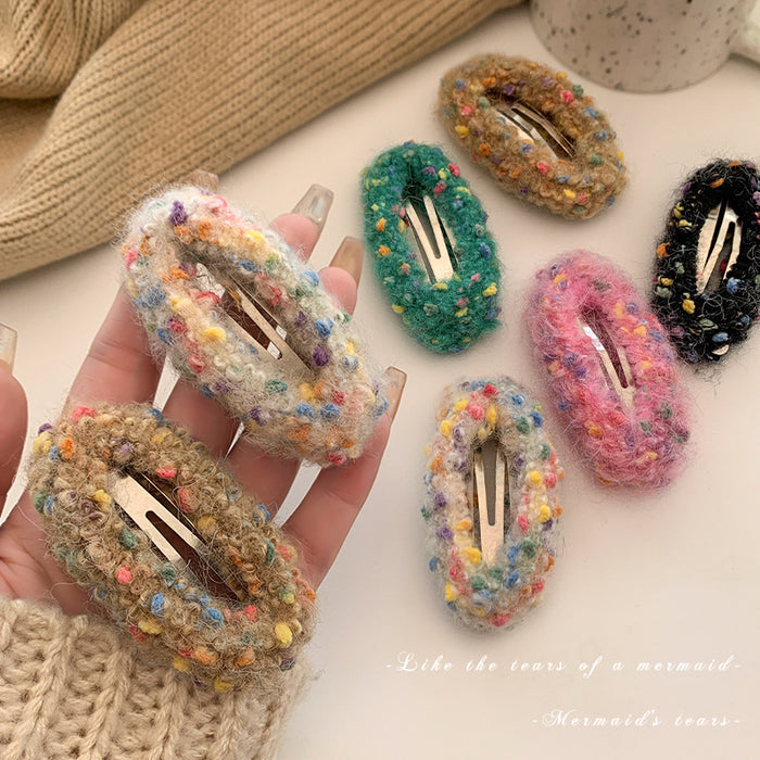 Wholesale Plush Hairpin Women'sBack Head Broken Hair Clip Children's Colorful Bangs Clip Hair Accessories