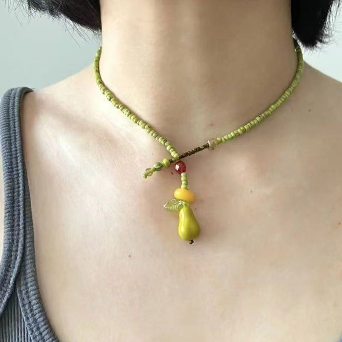 Wholesale   Apple Core Beaded Necklace Female  All-match Clavicle Chain