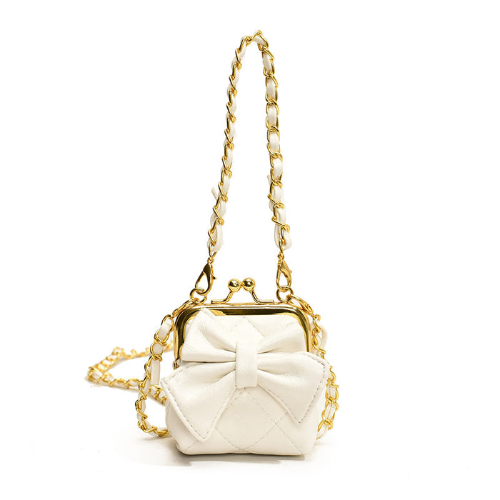 Wholesale Single shoulder bag fashion diamond grid solid color bow crossbody bag new chain