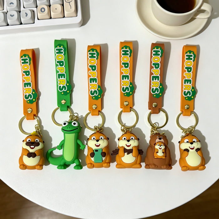 Wholesale Cartoon Beaver Transformation Keychain Silicone PVC Bag Charm Gift