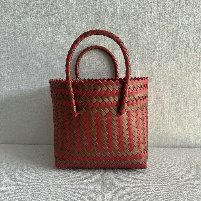 Wholesale Hand-Woven Handbag Large Capacity Plastic Woven Basket Small Square Bag Accompanying Gift Bag Simple Portable All-Match Women's Bag