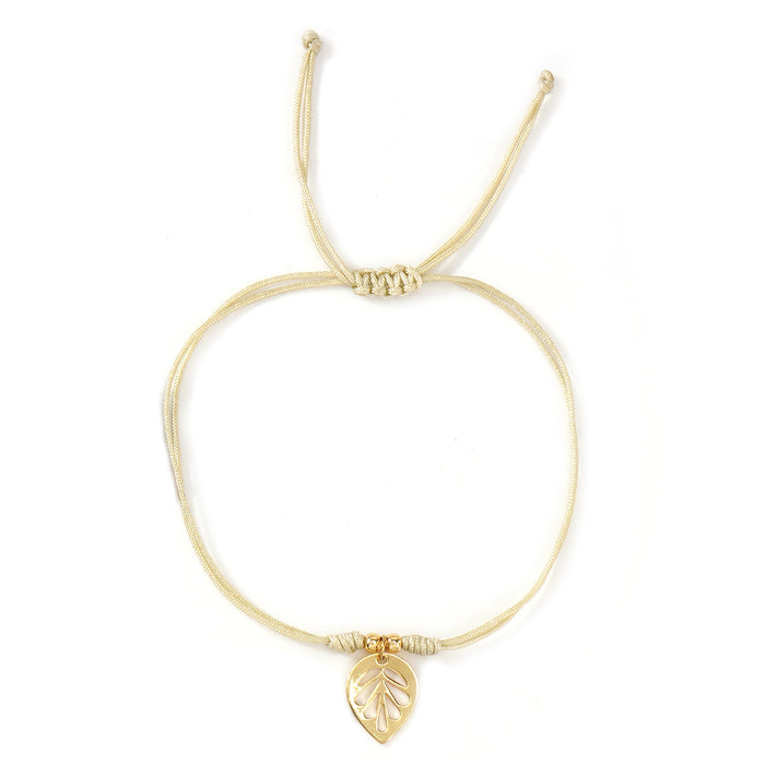 Wholesale Beach Vacation Style Wax Thread Bracelet With Multi Layer Green Natural Stone Beads And Leaf Pendant Everyday Fashion Accessory