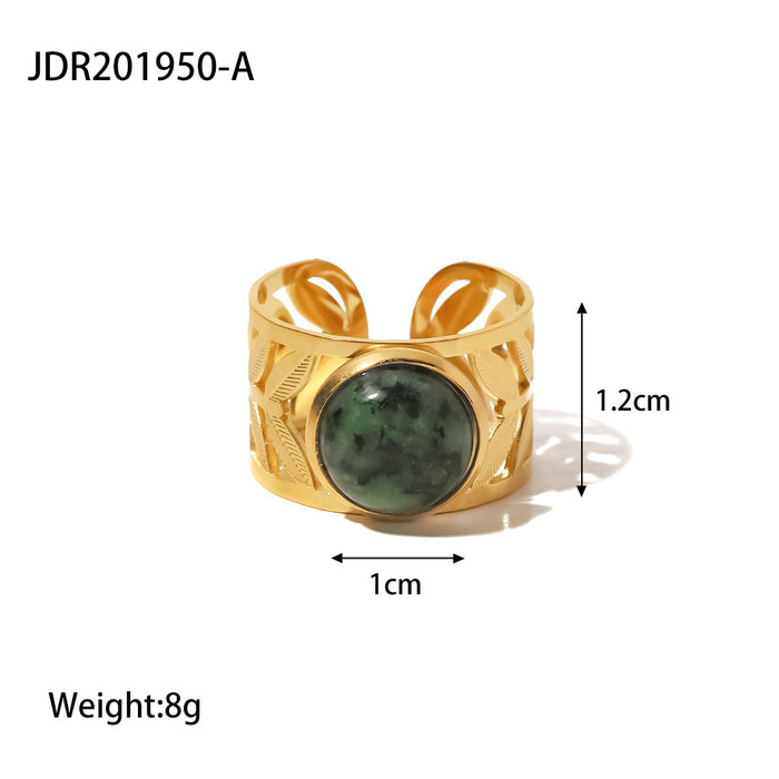 Wholesale Natural stone ring, versatile gemstone bracelet, titanium steel open ring