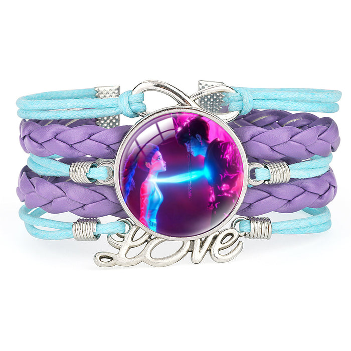 Wholesale KPOP Color Block Multi-Layer Braided Adjustable Bracelet