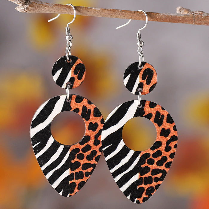 Wholesale Wooden Double Sided Water Drop Earrings JDC-ES-ChuLian015