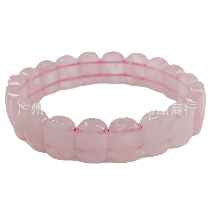 Wholesale Natural Pink Crystal Bracelet with Cut Cornered Crystal Blocks as a Bracelet