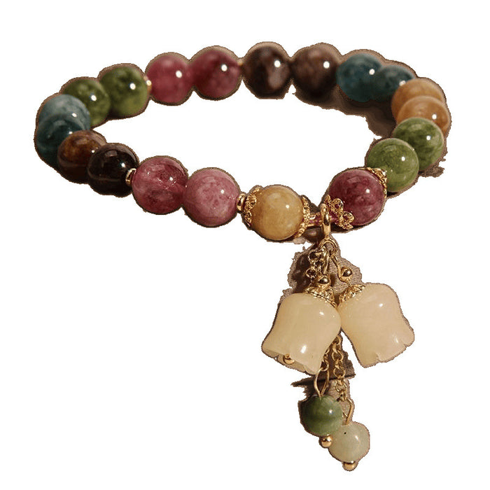 Wholesale Rainbow Lotus Colorful Bracelet with Orchid Pendant