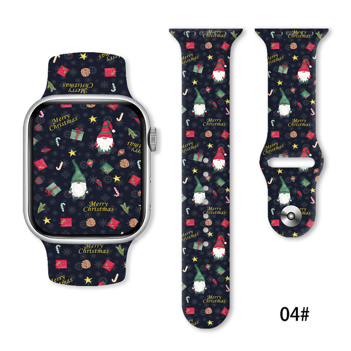 Wholesale Cartoon Christmas Silicone Strap Suitable for Apple Watch Strap JDC-WD-NuoQi005