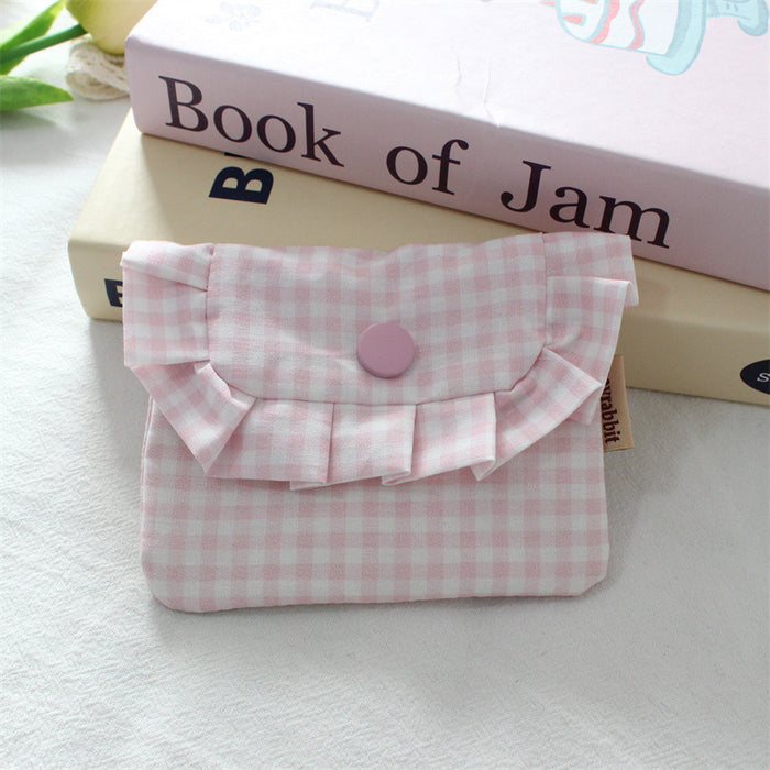 Wholesale Gingham Plaid Flap Pouch Card Holder Wallet For Women Portable Purse For Everyday Use Home Storage