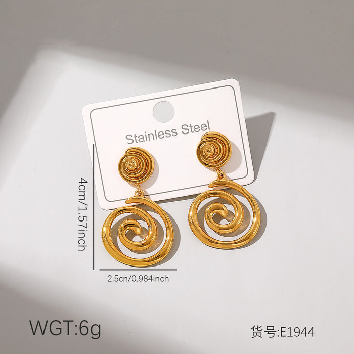 Wholesale Stainless steel earrings Bohemian style spiral pendant earrings