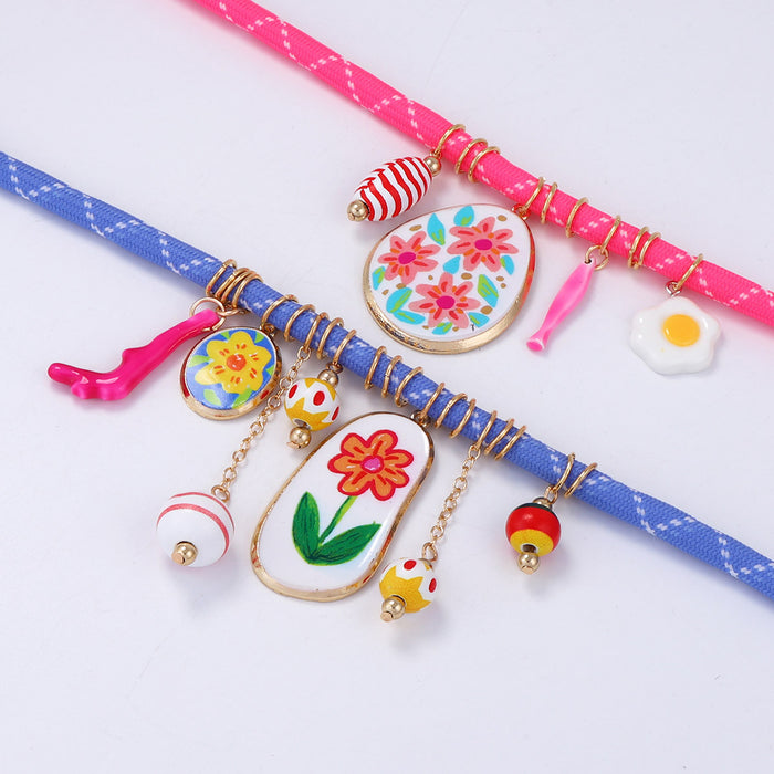 Wholesale Plumeria Flower Coral Pendant Geometric Double-Layer Necklace for Women