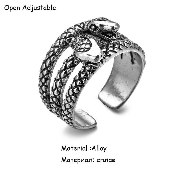 Wholesale European and American Style Personality Snake Ring Cool Ring Retro Open Eye Snake Ring JDC-RS-NH003