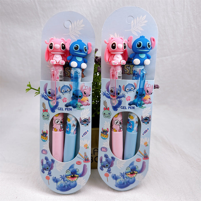 Wholesale 24pcs/ set Cartoon silicone doll shaped press-type gel pen set of two